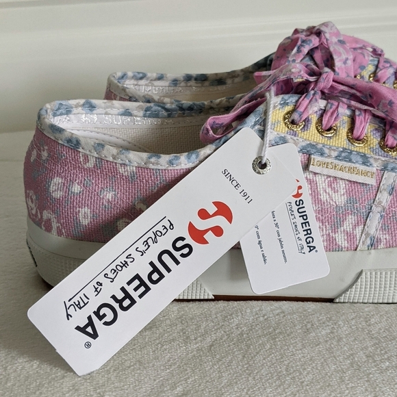 LoveShackFancy x Superga Cotton Canvas Floral Sneaker Rose Heart Mix 10 NWT - Picture 14 of 15